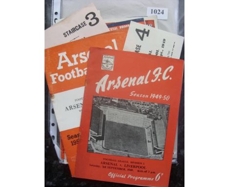 Football Programmes and Tickets, a collection of 12 programmes and 19 tickets, 1949/50 Arsenal v Liverpool (1 ticket), 1950/5