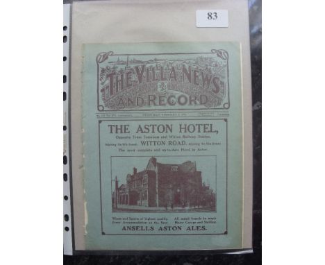 1925/26 Aston Villa v Leeds Utd, a programme from the game played on Wednesday 02/03/1926, ex bound volume, played in front o