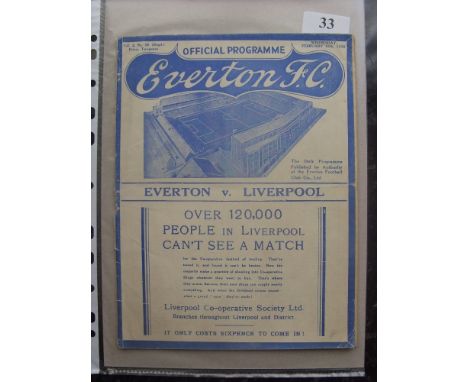 1937/1938 Everton v Liverpool, a programme from the game played on 16/02/1938