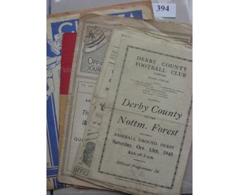 A collection of 13 football programmes in various condition, 1937/38 Chelsea v Huddersfield, 1944/45 Tottenham v West Ham (Cu