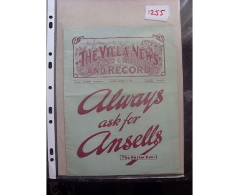 1932/33 Aston Villa v Arsenal, a programme from the game played on 19/11/1932, in very good condition
