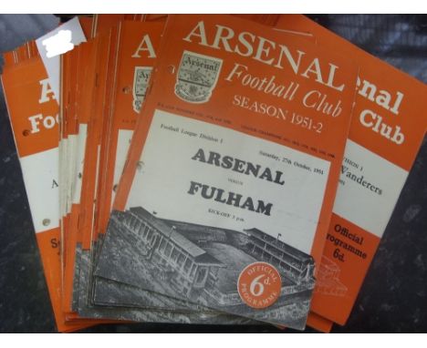Arsenal, an extensive collection of over 200 home programmes, all of which have neat punched holes, however they include the 