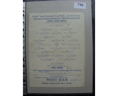 1945 RAF Inter Command Cup Final, Technical Training Command v Bomber Command, a programme from the game played at Reading, S