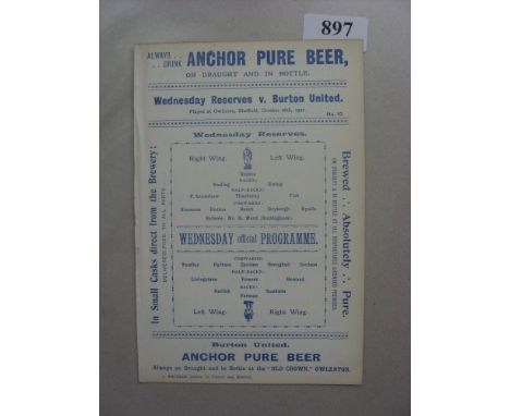 1901/02 Sheffield Wednesday Reserves v Burton Utd 1st Team (Burton Utd formed in 1901, and folded in 1910, so this is one of 