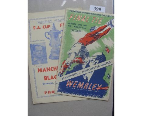 1948 FA Cup Final, Blackpool v Manchester Utd, a pair of programmes from the final game played at Wembley on 24/04/1948, the 