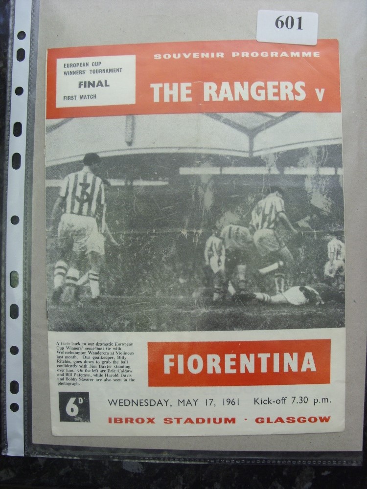 1961 European Cup Winners Cup Final, Rangers v Fiorentina, a programme