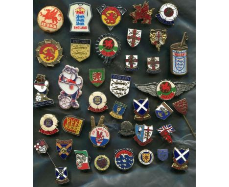 1920's-1980's Football Badges, Thirty Eight Individual bagdes, Includes 1920's 'Left Half' button hole badge, England Coffer 