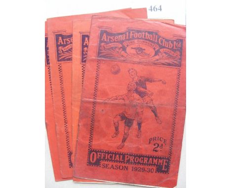Arsenal v Birmingham, a collection of 4 programmes in various condition, 1929/30 (FAC), 1931/32, 1932/33, 1934/35