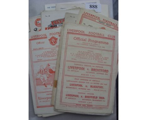 Liverpool, a collection of 25 programmes in various condition, from 1946/47 to 1961/62, to include 1946/47 Brentford, Sheff U
