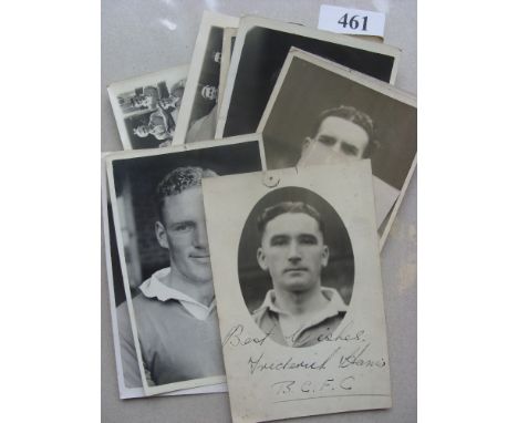 A collection of 7 Wilkes & Co player portrait cards from the 1940's, mainly Birmingham City, plus 1946/47 & 1947/48 team grou