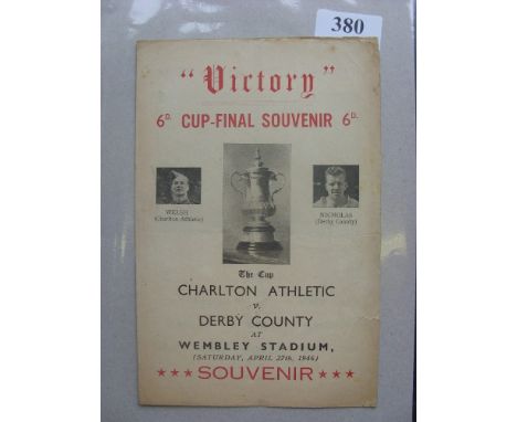 1946 FA Cup Final, Charlton v Derby County, a very rare four page pirate programme, printed by G P Abbott, published by Sport