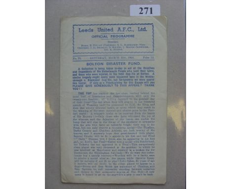 1945/46 Leeds Utd v Manchester City, a programme from the game played on 30/03/1946.  This game was also a fund raiser for vi