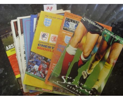 A collection of 60 big match programmes in various condition, to include FA Cup Finals & Semi-Finals, FL Cup Finals, European