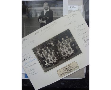 1944 Aston Villa, a team group picture of the team, laid down, the surround is signed by 17 players and officials, this was o