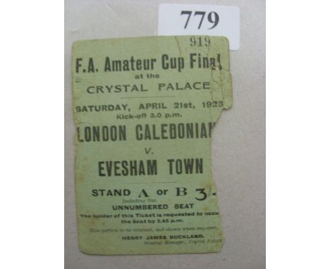 1923 FA Amateur Cup Final, Evesham Town v London Caledonians, a rare ticket from the game played at Crystal Palace, on 21/04/