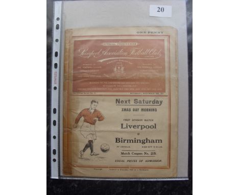 1937/1938 Liverpool v Arsenal, a programme from the game played on 18/12/1937, tape repairs to spine, could be professionally