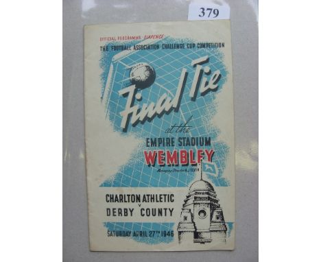 1946 FA Cup Final, Charlton v Derby County, a programme from the game played at Wembley on 27/04/1946, slight fold, very good