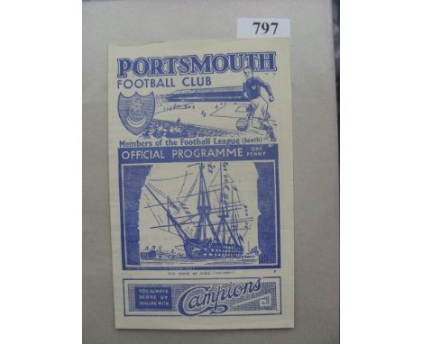 1944/1945 Royal Navy v Royal Marines, a programme from the charity game played at Portsmouth on 21/10/1944, TC