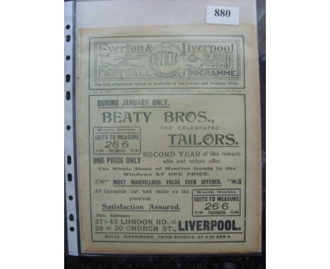 1905/1906 Liverpool v Woolwich Arsenal, a programme from the game played on 30/12/1905, also includes Everton Reserves v Sout