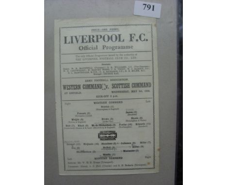 1945/46 Western Command v Scottish Command, a programme from the game played at Liverpool on 01/05/1946