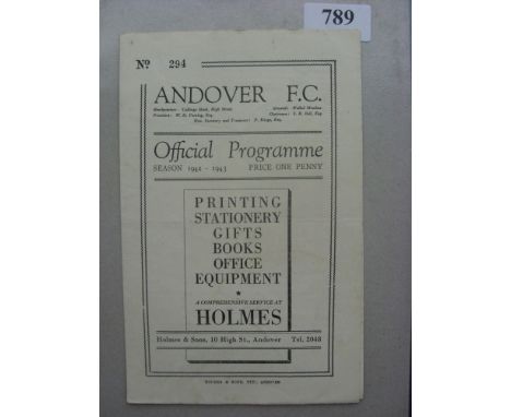 1942/43 Andover v Southampton Borough Police, a programme from the game played on 20/03/1943