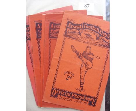 Arsenal v Leeds Utd, a collection of 5 pre-war programmes in various condition, overall fair, 1930/31 Ex bound volume, cover 