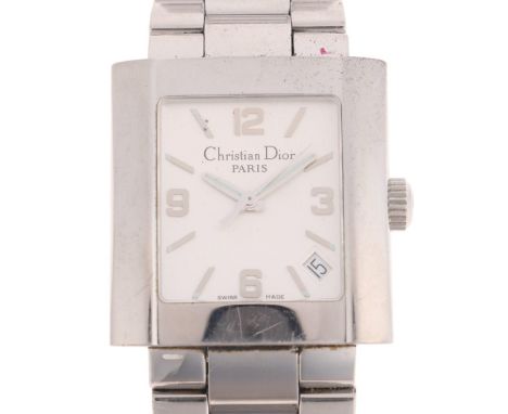 CHRISTIAN DIOR - a stainless steel Riva quartz calendar bracelet watch, ref. D101-100, circa 2008, silvered dial with polishe