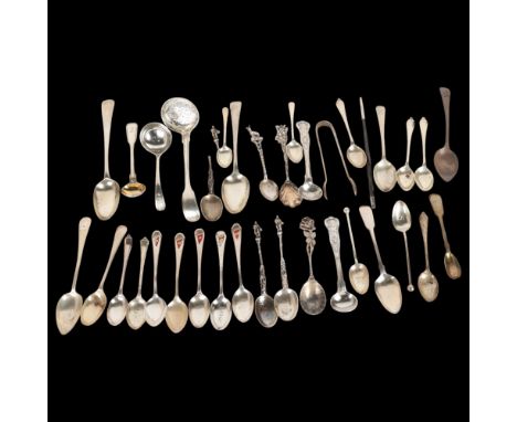 A quantity of silver spoons, including sifter and souvenir examples, 22oz totalLot sold as seen unless specific item(s) reque