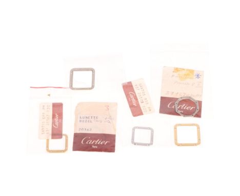 6 Cartier bezels, including Santos and Panthere, largest 24.5mm x 24.5mmLot sold as seen unless specific item(s) requested