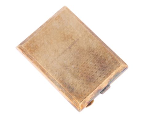An Art Deco 9ct gold matchbook case, Adie Brothers Ltd, Birmingham 1929, rectangular form with allover engine turned decorati
