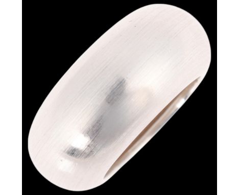 UNITE A/S RANDERS - a large Danish modernist sterling silver bombe band ring, brushed decoration, band width 11.4mm, size M, 