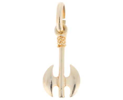 A Continental 14ct gold miniature battle axe charm/pendant, 21.2mm, 0.7gNo damage or repair, stamped 585