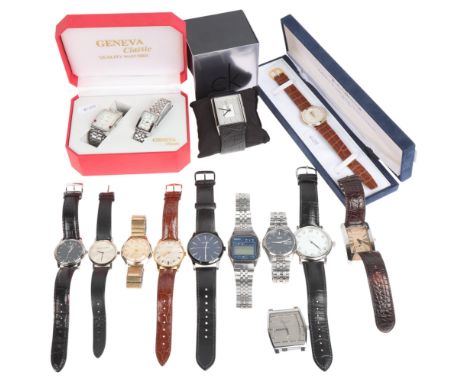 Various wristwatches, including Ruben Rausing, Tetra Pak commemorative wristwatch, Seiko quartz, Casio, Geneva Classic, etcLo