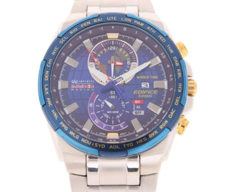 CASIO - a stainless steel Edifice Red Bull Racing alarm chronograph quartz calendar bracelet watch, ref. EFR-550RB, blue dial