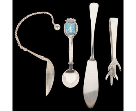 Various silver, including Scandinavian tea caddy spoon, sugar tongs, etc, 1.5oz totalLot sold as seen unless specific item(s)