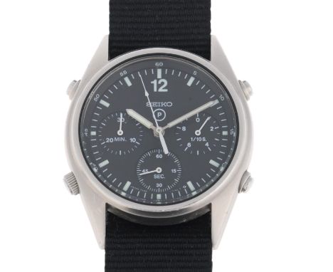 SEIKO - a stainless steel British military issue Generation 1 quartz chronograph wristwatch, ref. 7A28-7120, circa 1988, blac