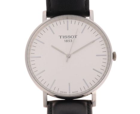 TISSOT - a stainless steel T-Classic quartz wristwatch, ref. T109610A, circa 2019, silvered dial with polished baton hour mar