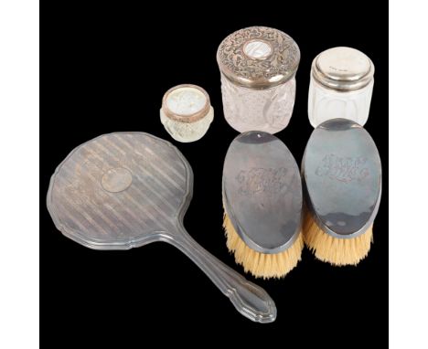 Various silver, including pair of clothes brushes, dressing table hand mirror, etcLot sold as seen unless specific item(s) re