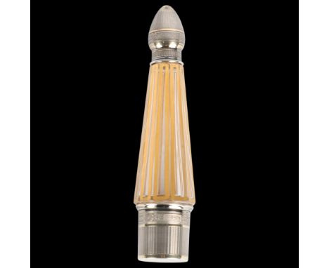 A fine French silver-mounted gilded glass scent bottle, Paris circa 1900, faceted conical form with engine turned silver-gilt