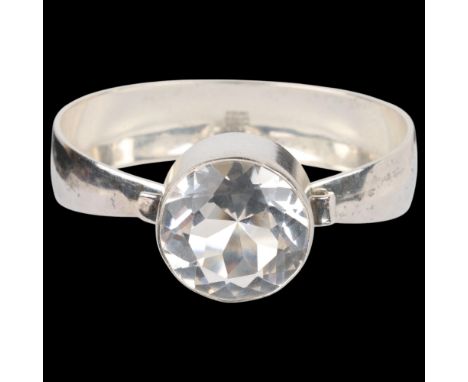 NIELS ERIK FROM - a Danish modernist sterling silver and rock crystal torque bangle, setting height 23mm, internal circumfere