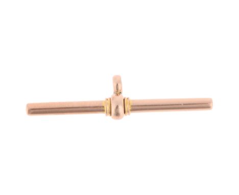 An Antique 9ct rose gold T-bar, maker B&S, 42.2mm, 4gNo damage or repair, only light surface wear, partial UK hallmarks clear
