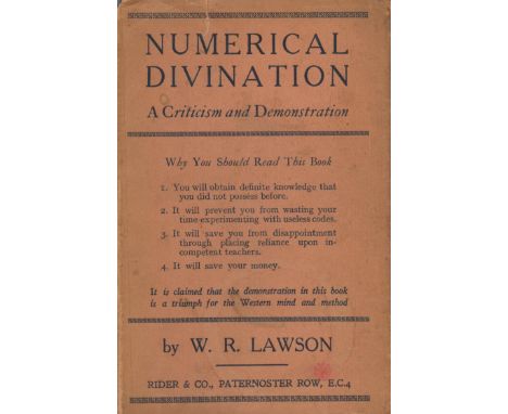 Numerical Divination A Criticism and Demonstration by W R Lawson date unknown First UK Edition Hardback Book with 192 pages p