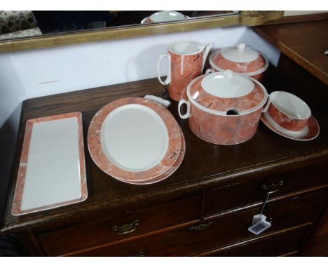 A Villeroy &amp; Boch Siena dinner set, including 10 dinner plates, 9 bread plates, 6 side plates, 8 dessert dishes, 6 coffee