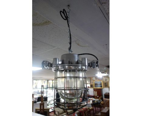 A vintage Industrial pendant light, H.28cm 