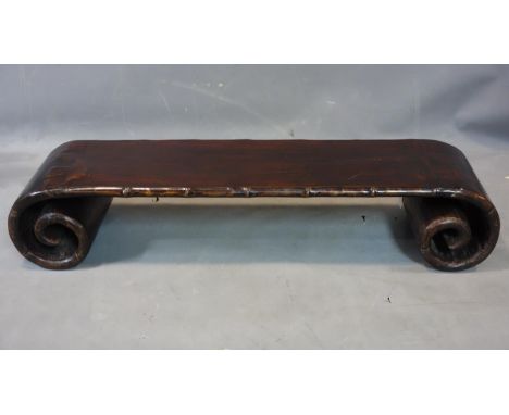 A Chinese hardwood scroll form low table H.20 W.107 D.26cm 