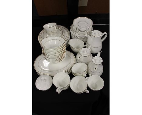 Insignia Wedgwood porcelain part tea service, with gilt decoration, to include cups, saucers, a teapot, side plates and other