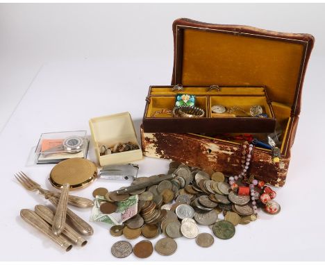 Jewellery box containing rings, watch faces and movements, necklaces and others, together with a collection of cuff links, cu
