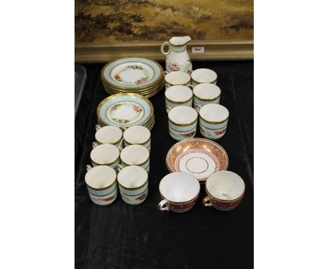 Royal Worcester porcelain part tea service, with floral and gilt decoration, consisting of six coffee cups, six tea cups, six