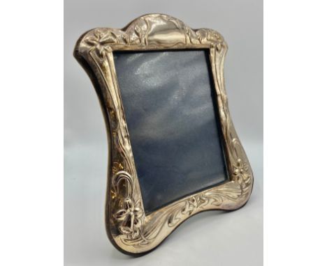 A Britannia  Silver Art Nouveau style easel backed dressing table mirror by RBB London, 1986. 30cm x 25cm