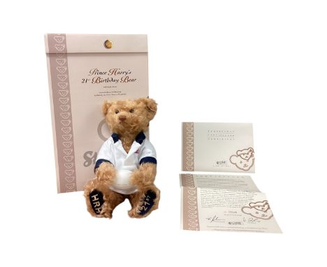 Steiff Prince Harry's 21st bear Growler 32cm Limited 1500, box and cert